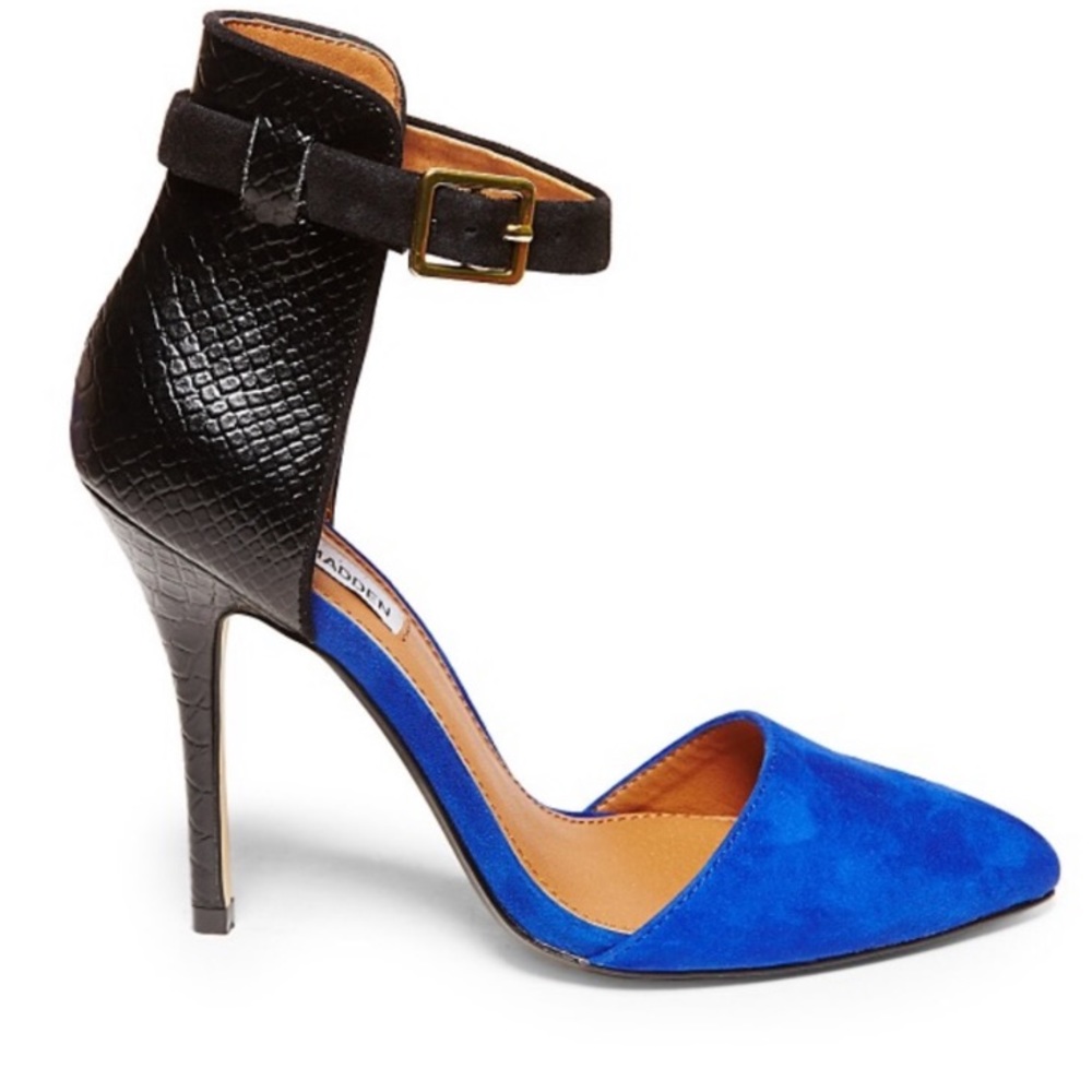 Steve Madden Blue and Black Strap Heel